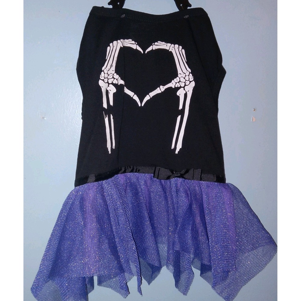 NWT‎ Thrills and Chills Dog SZ L Skeleton Halloween Costume Shirt w/ Tutu Dress
